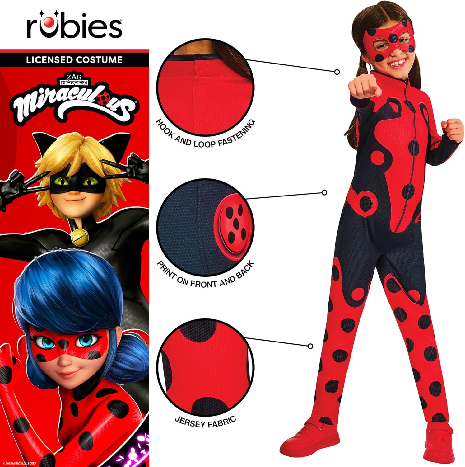 Rubies Official Zag America Miraculous Ladybug Child Costume, Kids Fancy Dress