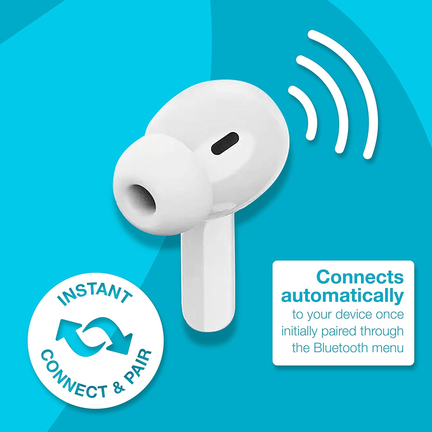 Juice Airphones Play Wireless Earbuds – Bluetooth Headphones with 14H Playtime, Fast 1H Charge, Lightweight Design – White