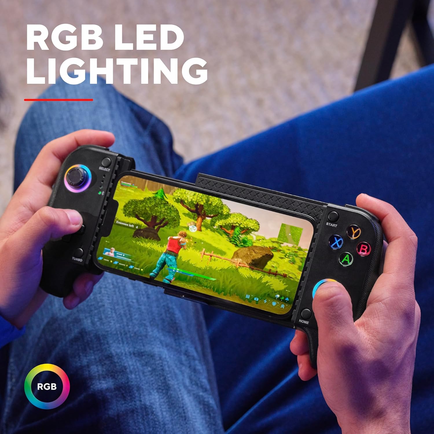 Trust GXT 735 Mylox Bluetooth Mobile Gaming Controller for Iphone/Android / PS5 / Xbox, 12h Playtime, Dual Feedback Vibration, RGB Lighting, Handheld Phone Controller Wireless Gamepad