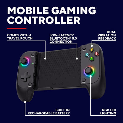 Trust GXT 735 Mylox Bluetooth Mobile Gaming Controller for Iphone/Android / PS5 / Xbox, 12h Playtime, Dual Feedback Vibration, RGB Lighting, Handheld Phone Controller Wireless Gamepad
