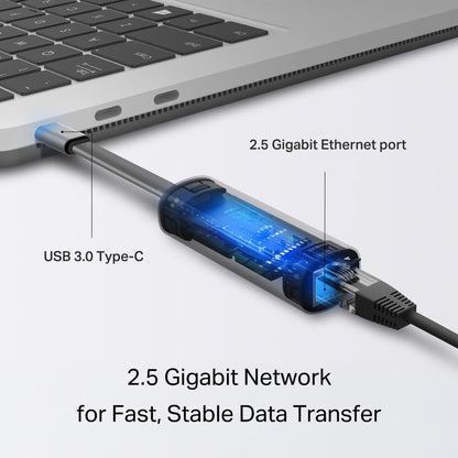 TP-Link UE302C USB C to Ethernet Adapter, 2.5 Gigabit Ethernet to USB C 3.0 Adapter, Multi-Gigabit Connection, Universal Compatibility, Scratch Resistant, Self-Storage, Plug & Play