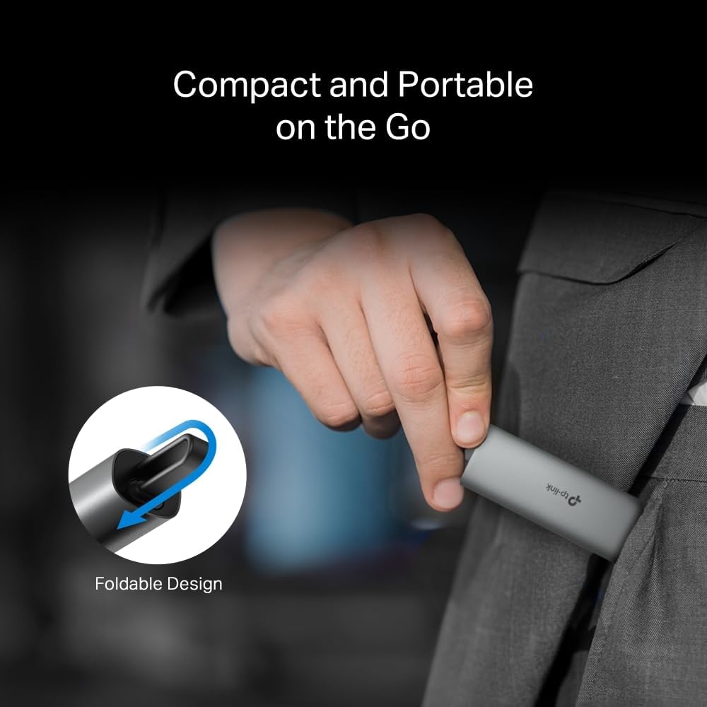 TP-Link UE302C USB C to Ethernet Adapter, 2.5 Gigabit Ethernet to USB C 3.0 Adapter, Multi-Gigabit Connection, Universal Compatibility, Scratch Resistant, Self-Storage, Plug & Play
