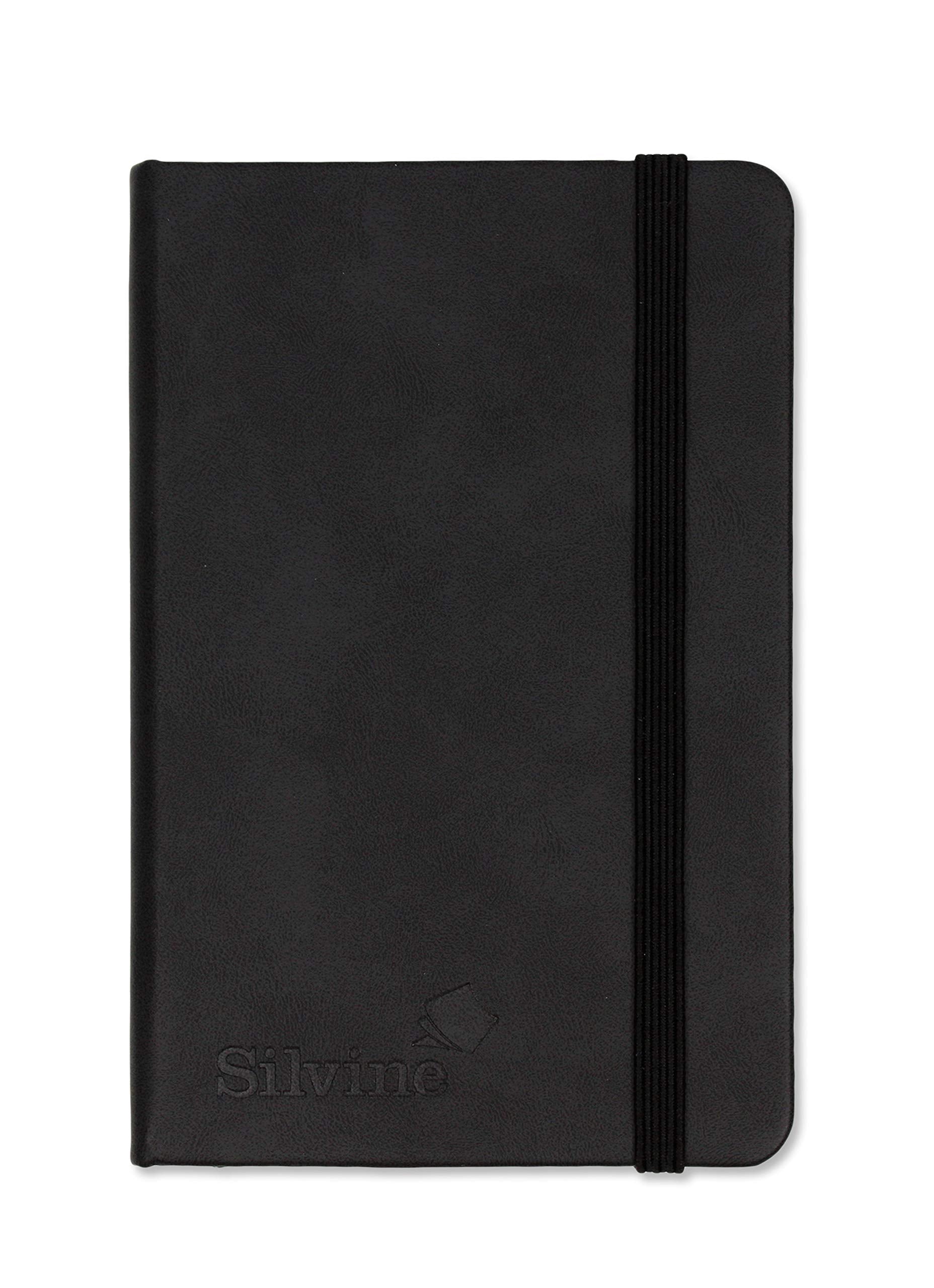 Silvine A6 Executive Soft Feel Notebook Black. 160 Pages (80 Sheets) Ruled 7mm Feint. Ref 196BK