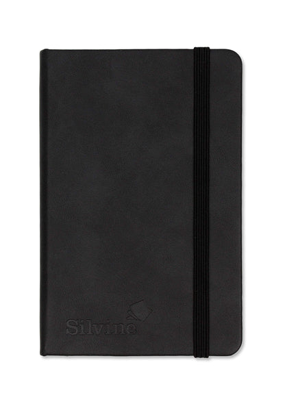 Silvine A6 Executive Soft Feel Notebook Black. 160 Pages (80 Sheets) Ruled 7mm Feint. Ref 196BK