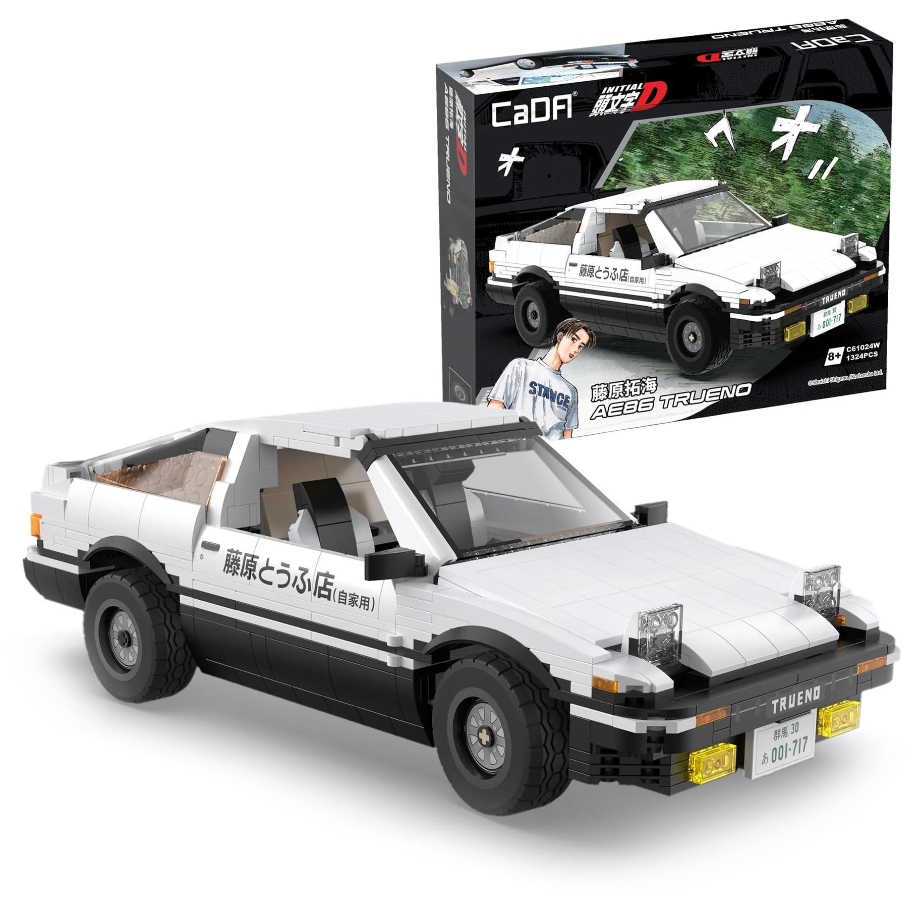 CaDA Initial D Toyota AE86 Trueno Sports Car - 1324 Pieces - Self-Build Brick Building Block Model C61024W