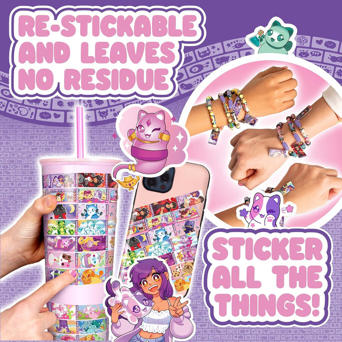 Sticki Rolls x Aphmau Pendant & Bracelet Set, Limited Edition, Includes 120 Stickers, Holographic Aphmau Pendant & Bracelet, Collectible Kawaii Fun!