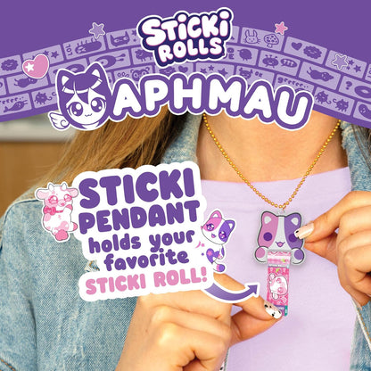 Sticki Rolls x Aphmau Pendant & Bracelet Set, Limited Edition, Includes 120 Stickers, Holographic Aphmau Pendant & Bracelet, Collectible Kawaii Fun!