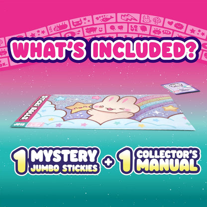 Sticki Rolls Jumbo Stickies, Giant Re-Stickable Foil Stickers, Unique Kawaii Designs, Collectible Wall Décor for Kids Ages 5+