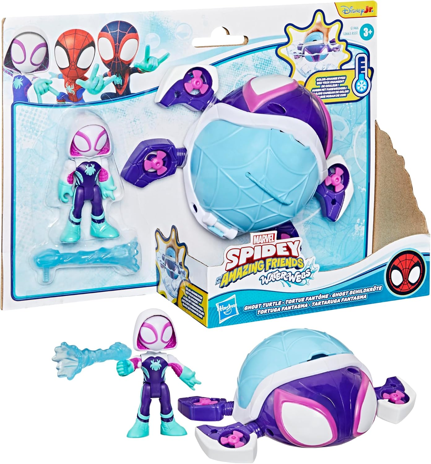 Spidey and his Amazing Friends Marvel Water-Webs Ghost Turtle, 3-Inch (7.6 CM) Toy Submarine & Action Figure, Super Hero Water Toys, Kids Ages 3+