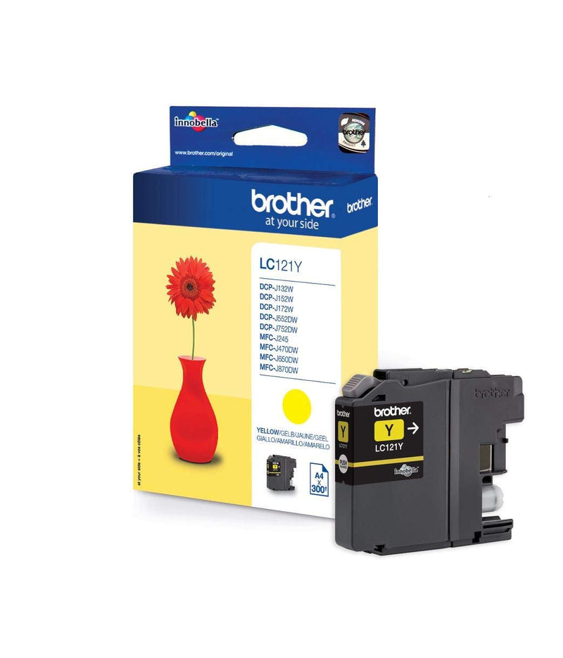 Brother LC-121Y Inkjet Cartridge, Yellow, Single Pack, Standard Yield, Includes 1 x Inkjet Cartridge, Brother Genuine Supplies