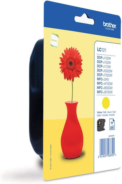 Brother LC-121Y Inkjet Cartridge, Yellow, Single Pack, Standard Yield, Includes 1 x Inkjet Cartridge, Brother Genuine Supplies