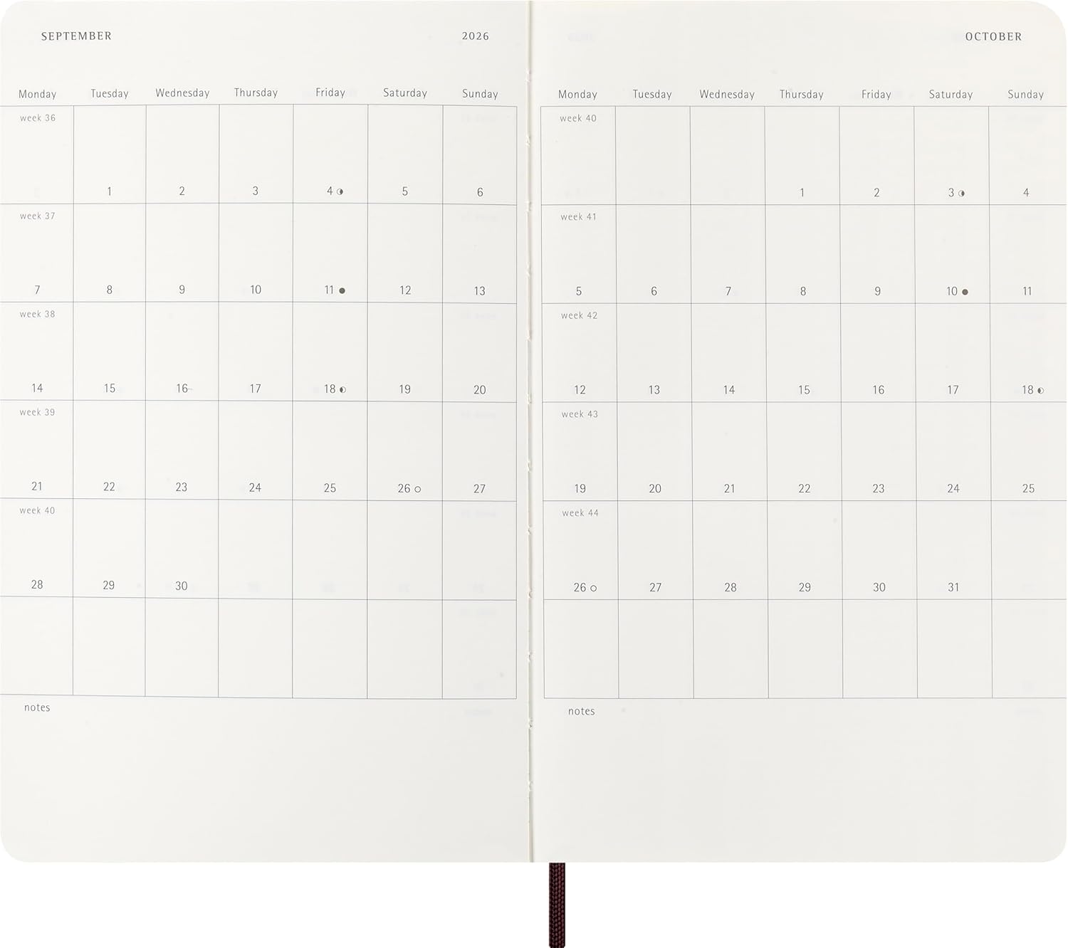 Moleskine Weekly Planner 2026 Precious and Ethical, 12-Month Weekly Planner With Space For Notes, Vegan Soft Cover Python Effect, Bordeaux Color, Size 13x21 cm