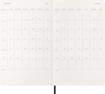 Moleskine Weekly Planner 2026 Precious and Ethical, 12-Month Weekly Planner With Space For Notes, Vegan Soft Cover Python Effect, Bordeaux Color, Size 13x21 cm