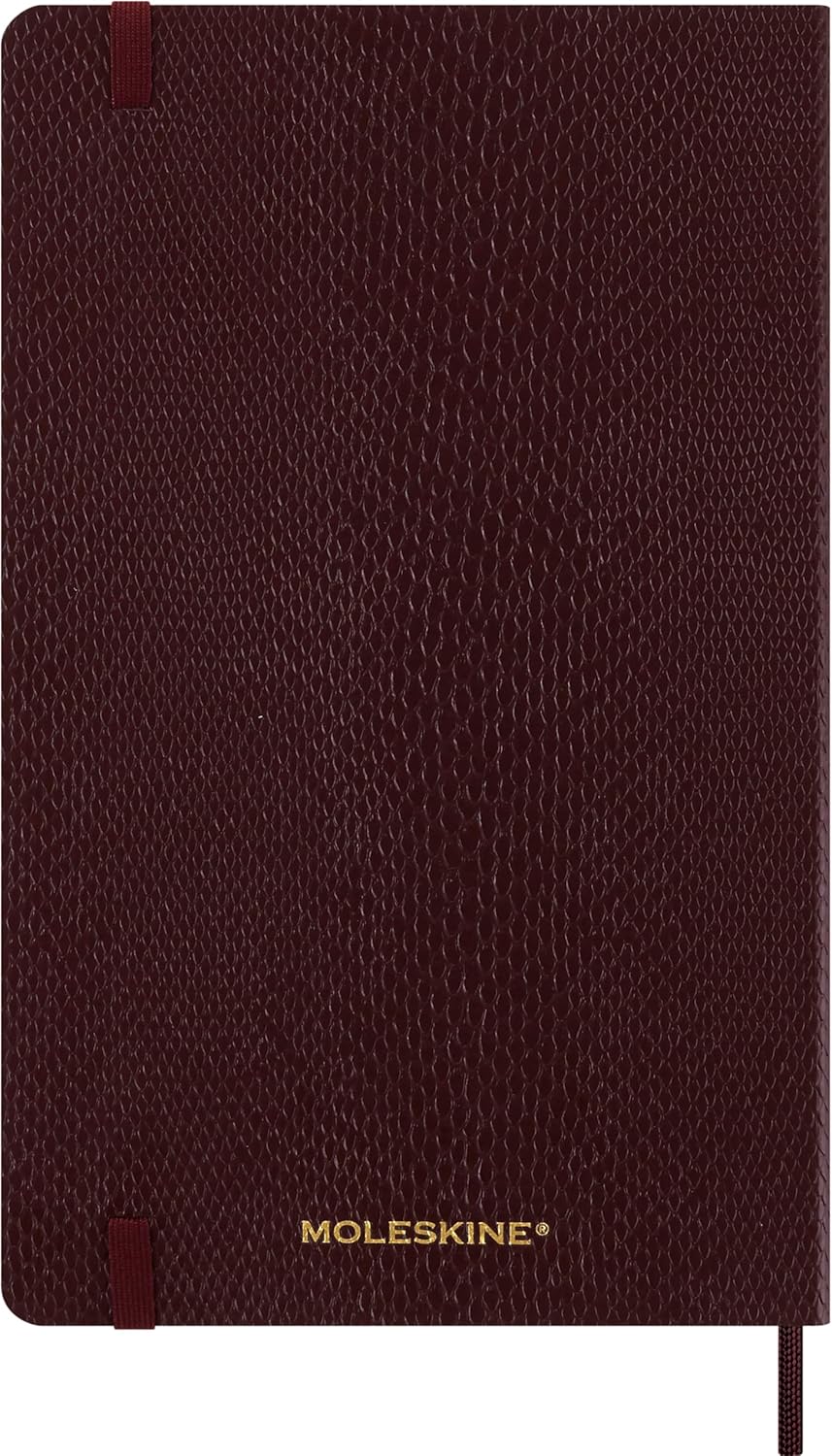 Moleskine Weekly Planner 2026 Precious and Ethical, 12-Month Weekly Planner With Space For Notes, Vegan Soft Cover Python Effect, Bordeaux Color, Size 13x21 cm