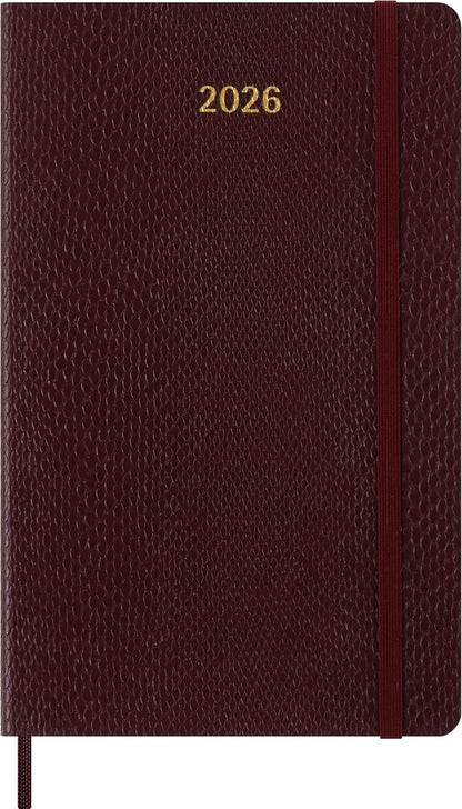 Moleskine Weekly Planner 2026 Precious and Ethical, 12-Month Weekly Planner With Space For Notes, Vegan Soft Cover Python Effect, Bordeaux Color, Size 13x21 cm