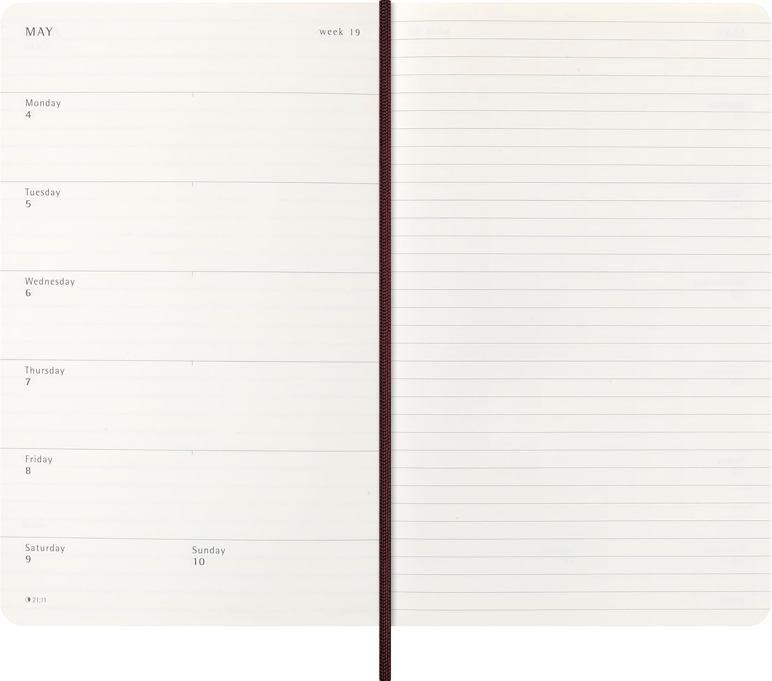 Moleskine Weekly Planner 2026 Precious and Ethical, 12-Month Weekly Planner With Space For Notes, Vegan Soft Cover Python Effect, Bordeaux Color, Size 13x21 cm