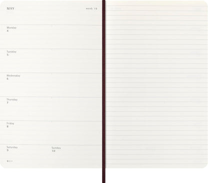 Moleskine Weekly Planner 2026 Precious and Ethical, 12-Month Weekly Planner With Space For Notes, Vegan Soft Cover Python Effect, Bordeaux Color, Size 13x21 cm