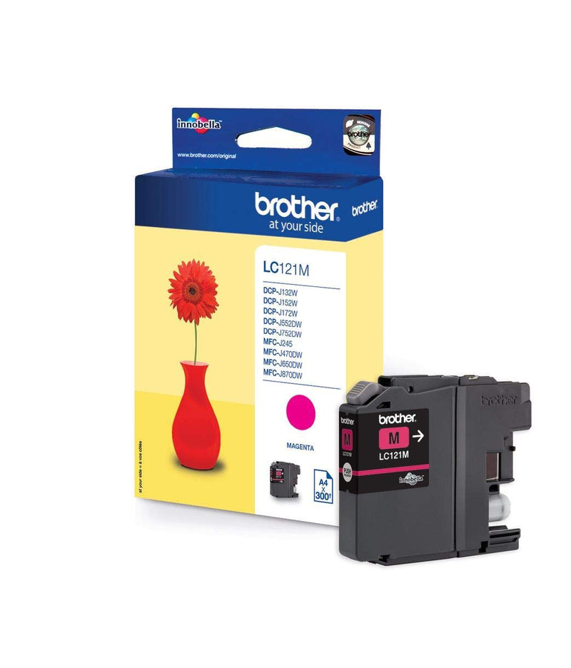 Brother LC-121M Inkjet Cartridge, Magenta, Single Pack, Standard Yield, Includes 1 x Inkjet Cartridge, Brother Genuine Supplies