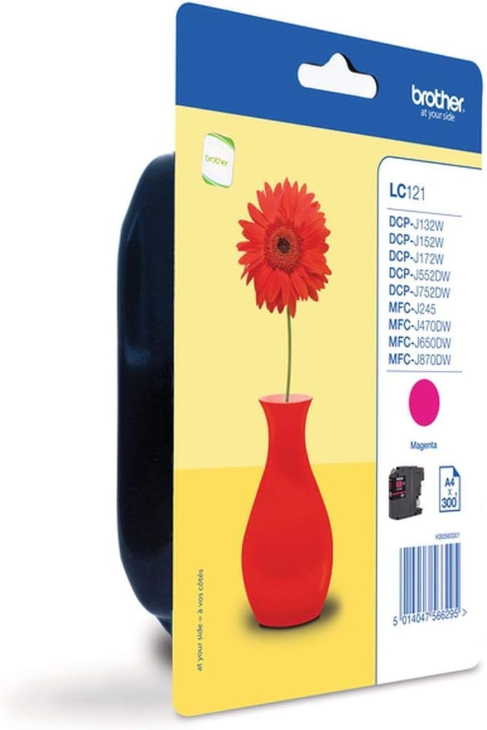 Brother LC-121M Inkjet Cartridge, Magenta, Single Pack, Standard Yield, Includes 1 x Inkjet Cartridge, Brother Genuine Supplies
