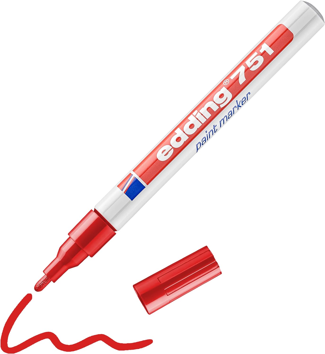 edding 751 paint marker - red - 10 pens - round tip 1-2 mm - paint marker for marking and labelling metal, glass, rocks or plastic - heat-resistant, permanent, smudge-proof and waterproof