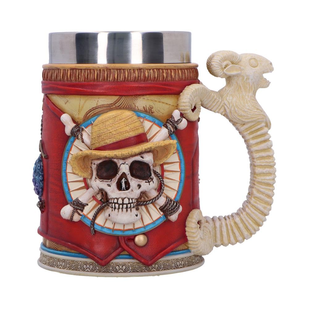 Nemesis Now One Piece Luffy Tankard – Officially Licensed Anime Mug with Straw Hat Pirate Emblem, Removable Stainless Steel Insert, Collectible Gift Drinkware, Gifts for Anime Fans, 15.5cm