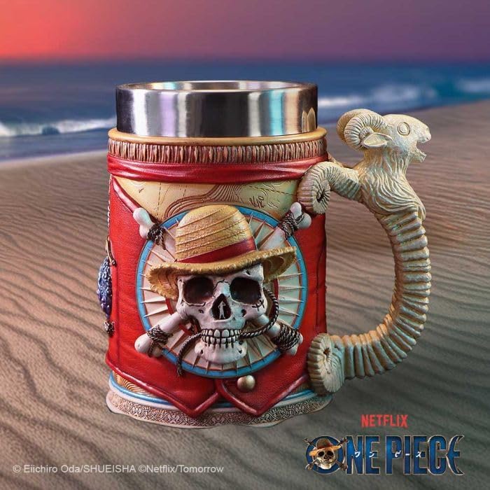 Nemesis Now One Piece Luffy Tankard – Officially Licensed Anime Mug with Straw Hat Pirate Emblem, Removable Stainless Steel Insert, Collectible Gift Drinkware, Gifts for Anime Fans, 15.5cm