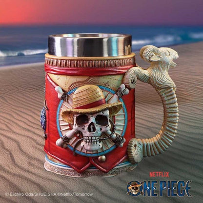 Nemesis Now One Piece Luffy Tankard – Officially Licensed Anime Mug with Straw Hat Pirate Emblem, Removable Stainless Steel Insert, Collectible Gift Drinkware, Gifts for Anime Fans, 15.5cm