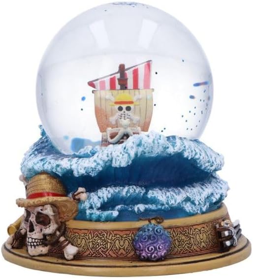 Nemesis Now One Piece Going Merry Snow Globe – Official Licensed Anime Collectible, Straw Hat Pirates Ship Display with Glitter Effect, Hand-Painted Detail, for Anime Fans and Collectors, 14cm