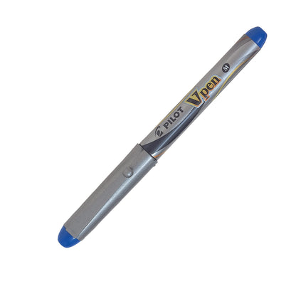 Pilot VPen Disposable Fountain Pen Silver Barrel 0.58 mm Tip - Blue, Box of 12