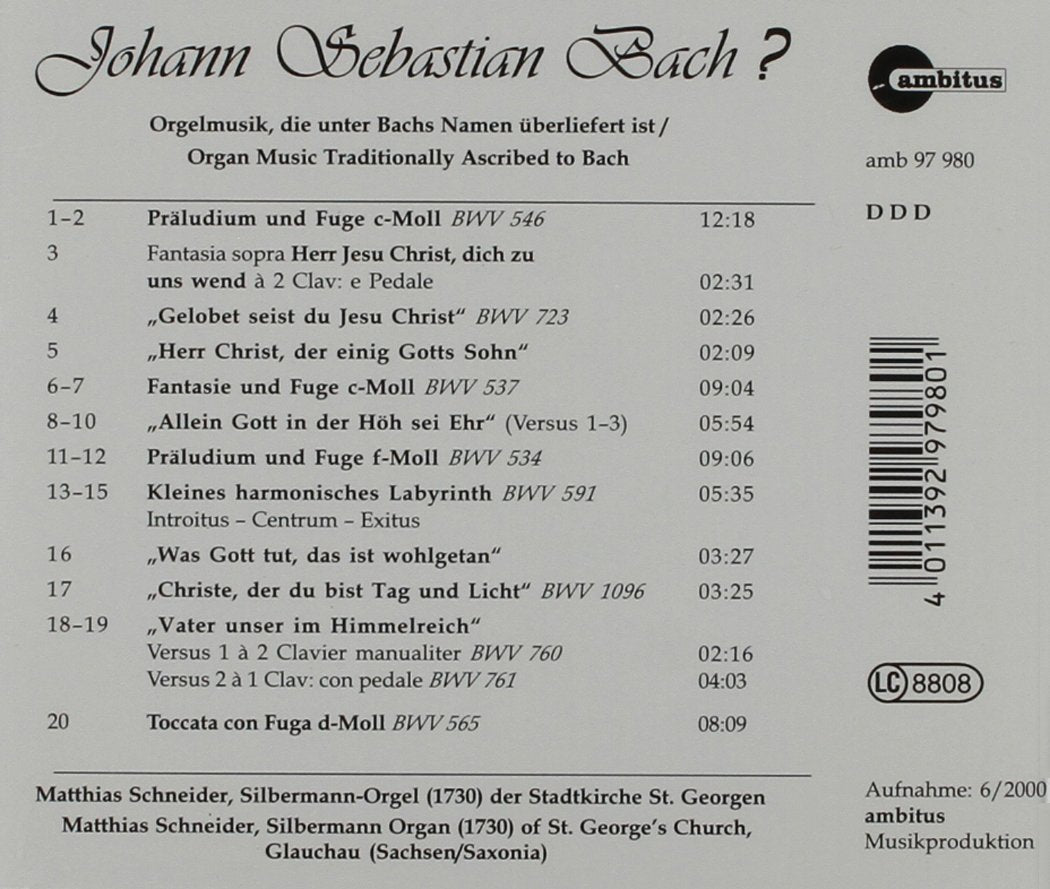 Orgelwerke (Glauchau Silberman