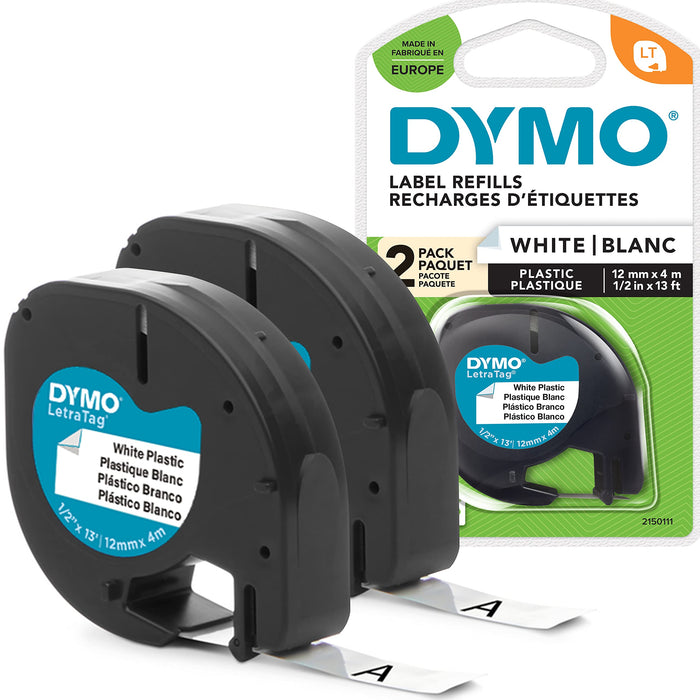 DYMO Authentic D1 Labels | White Print on Clear Tape | 12 mm x 7 m | Self-Adhesive Labels for LabelManager Label Makers | Made in Europe