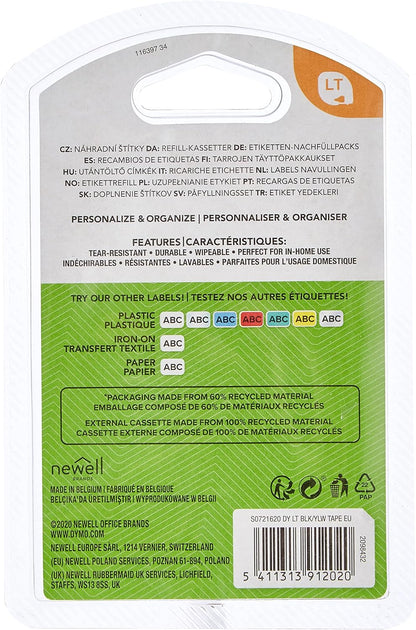 DYMO LetraTag Plastic Labels | Authentic | 12 mm x 4 m Roll | Black Print on Yellow | for LetraTag Label Makers