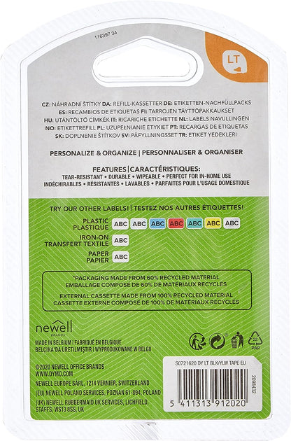 DYMO LetraTag Plastic Labels | Authentic | 12 mm x 4 m Roll | Black Print on Yellow | for LetraTag Label Makers