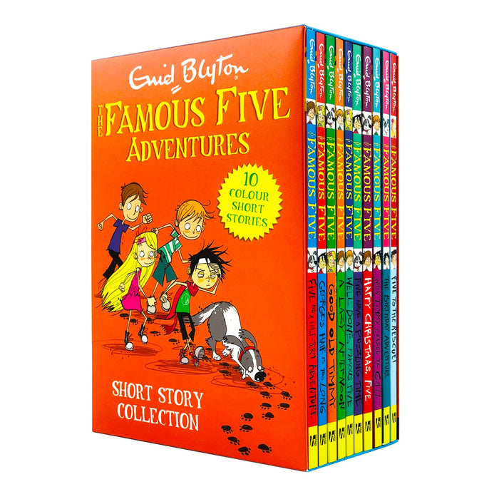 Enid Blyton Famous Five Adventures Short Story Collection 10 Books Box Set (Well Done Famous Five, A Lazy Afternoon, Good Old Timmy, George's Hair is too Long, Five and a Half-Term Adventure and MORE