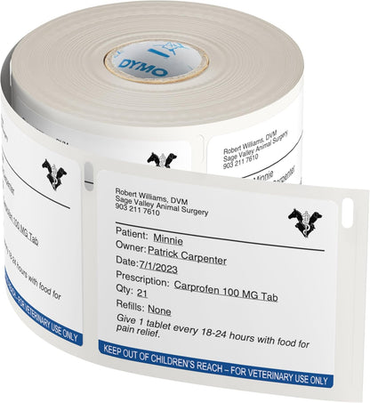Dymo 2187328 LabelWriter - Etiquetas para recetas veterinarias (54 x 70 mm