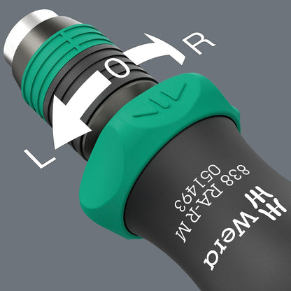 Wera 05051493001 838 RA-R M Bits-Handhalter mit Ratschenfunktion, 1/4", 1/4" x 123,5 mm