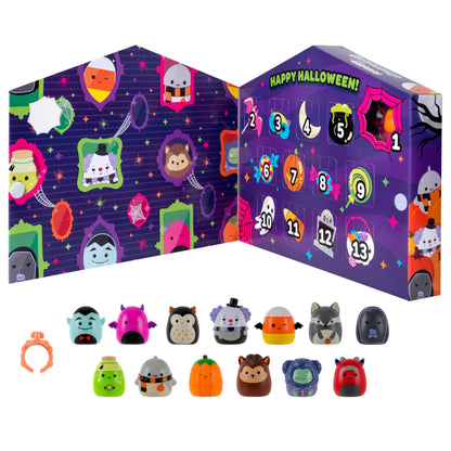 Squish-a-longs Halloween Countdown Calendar – Includes 13 Mini-Squish (Wave 3) - Squishmallows Halloween Squish calendar - Glow in the Dark - Spooky Figures