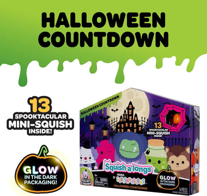 Squish-a-longs Halloween Countdown Calendar – Includes 13 Mini-Squish (Wave 3) - Squishmallows Halloween Squish calendar - Glow in the Dark - Spooky Figures