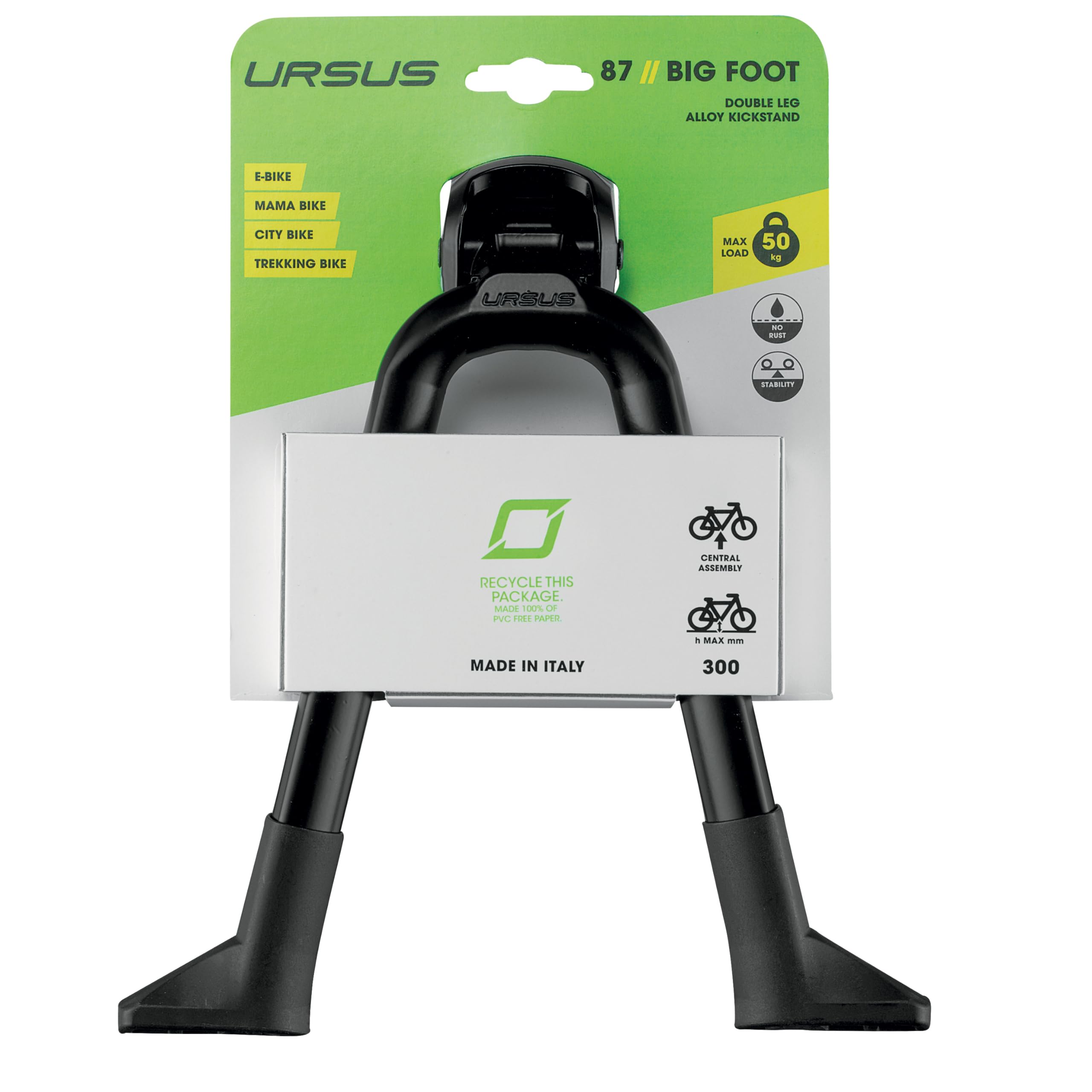 Ursus Big Foot Double Leg Kickstand, Black, 28" / 700c
