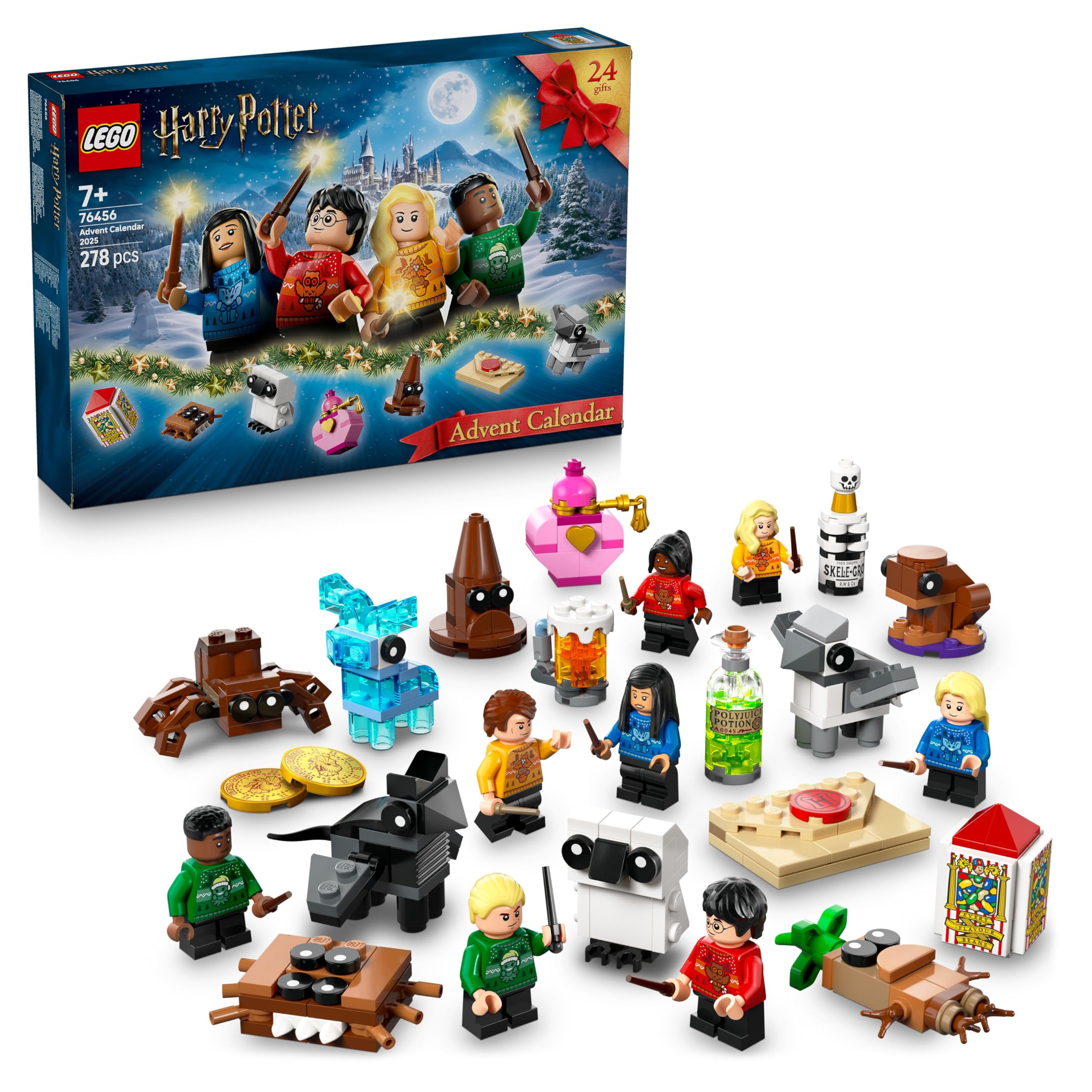 LEGO Harry Potter Adventskalender 2025 Bouwpakket voor Kinderen vanaf 7 Jaar – Kerst Speelgoed met 24 Verrassingen, Incl. 8 Minifiguren in Feesttruien en Minibouwmodellen – Cadeau – 76456