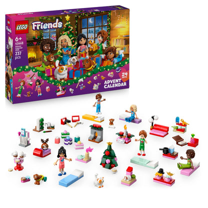 LEGO Friends Adventskalender 2025 voor Meisjes vanaf 6 Jaar - Aftellen naar Kerst Speelgoed voor Kinderen met 24 Verrassingen Incl. 5 Poppetjes, 5 Dieren Figuren en Schattige Accessoires - 42668
