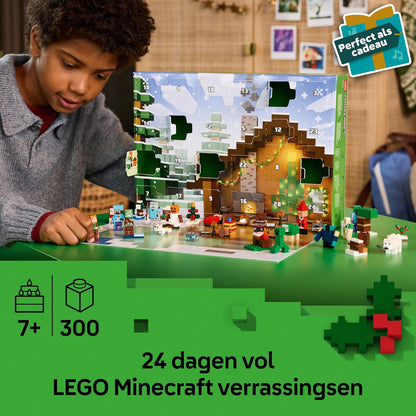 LEGO Minecraft Adventskalender 2025 Speelgoed voor Kinderen Vanaf 7 Jaar - Atellen naar Kerst met 24 Verrassingen incl. Minifiguren en Minibouwsels - Cadeau voor Gamers - 21280