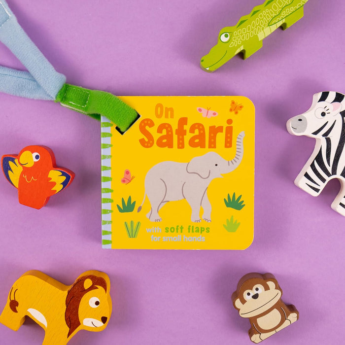 Buggy Book with Felt Flaps – On Safari | Chunky Pram Book for Babies | 6 Spreads of Bright Safari Scenes