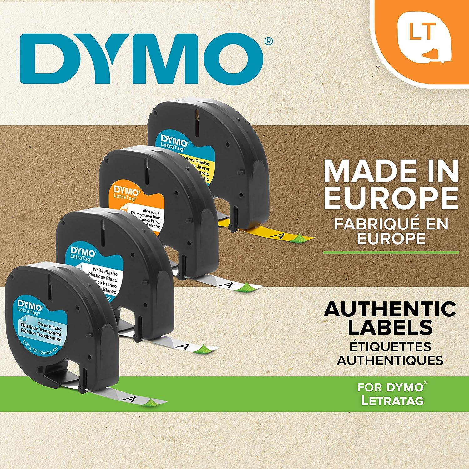 DYMO LetraTag Plastic Labels Black Print on Clear Labels 12 mm x 4 m Roll Authentic Self-Adhesive Multipurpose Labels for LetraTag Label Makers