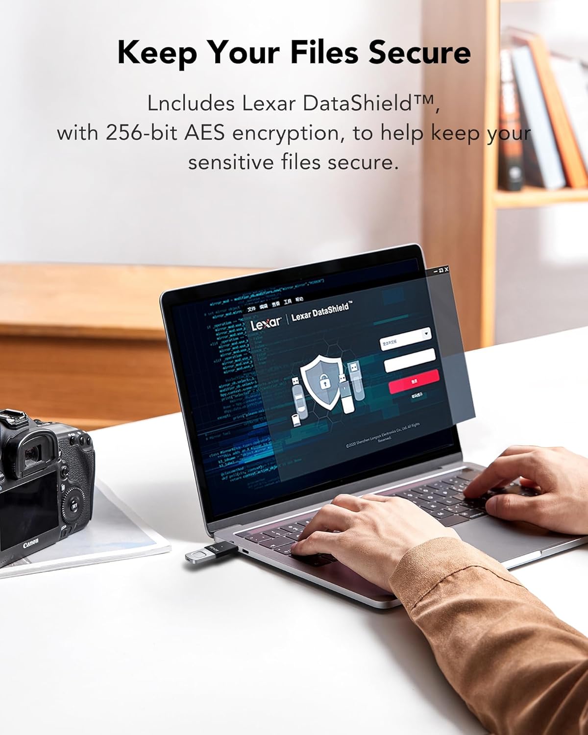 Lexar 256GB JumpDrive Fingerprint F35 PRO USB 3.2 Gen 1 Flash Drive, Up to 400/350 MB/s Read/Write, Storage Expansion and Backup, 256-bit AES & Fingerprint Encryption, Black (LJDF35P256G-RNBNG)