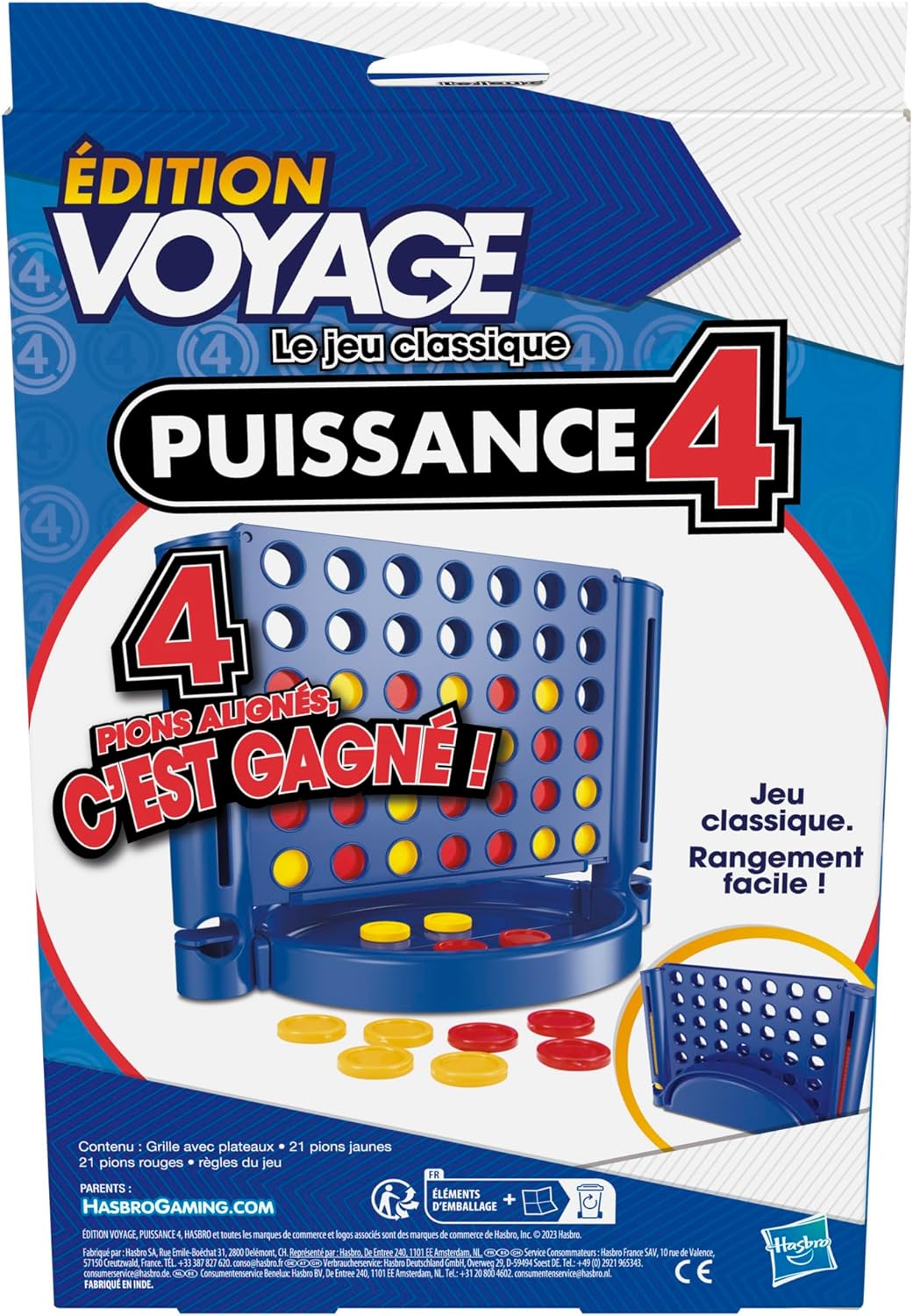 Hasbro Gaming Power 4 Edition Travel, Board Game, Portable and Multiplayer, Travel Games, Stacking Games for Kids from 6 Years, Perfect for Summer.