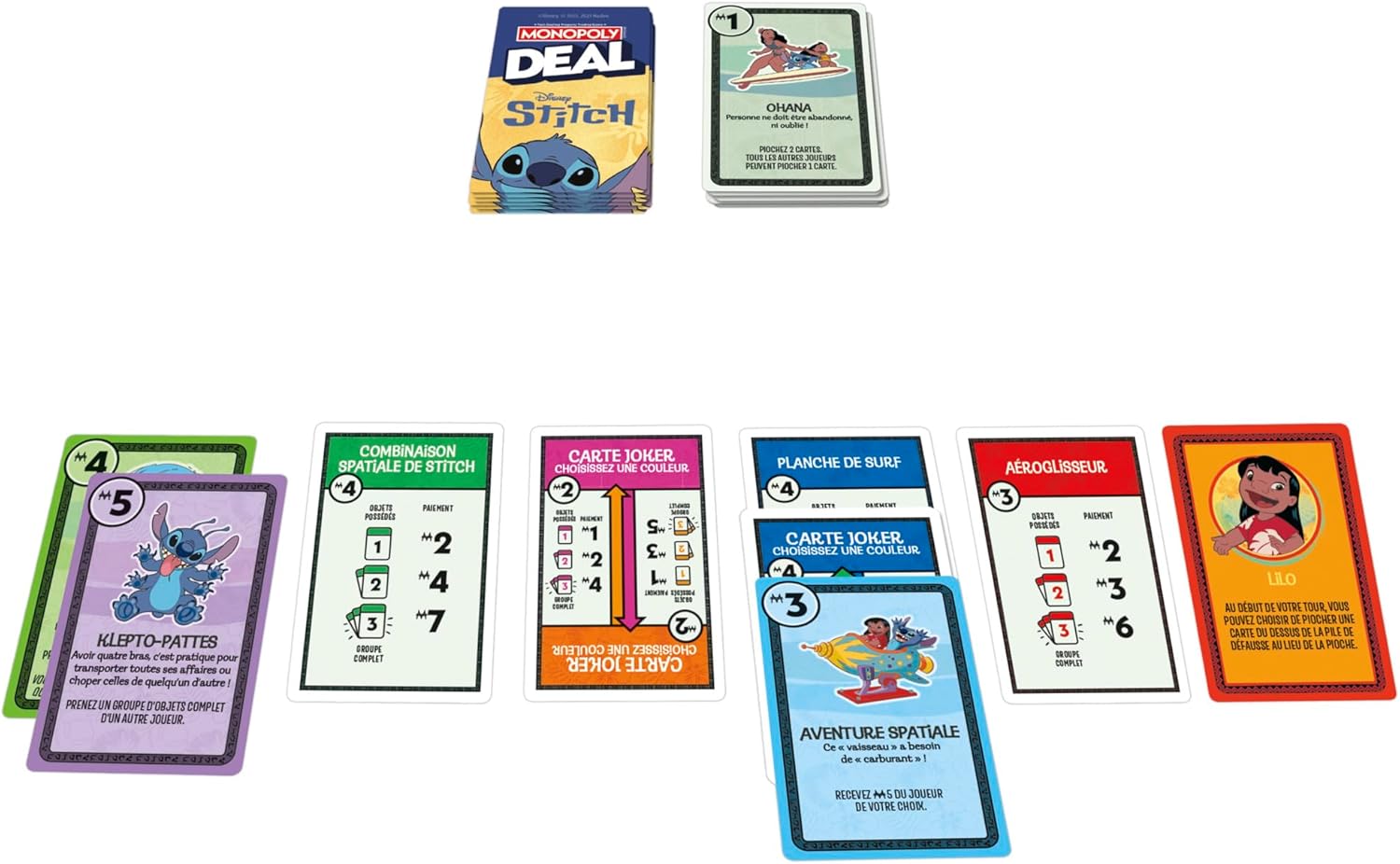 Monopoly Deal Disney Stitch Edition Card Game - French Version