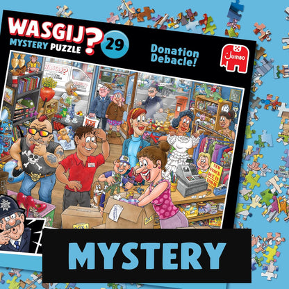 Wasgij Mystery 29, Donation Debacle - Unique 1000 Piece Jigsaw Puzzle for Adults - Colourful, Puzzling, Challenging & Brainteasing Adult Jigsaws - 100% Recycled Cardboard 1000Pc Puzzles - Jumbo