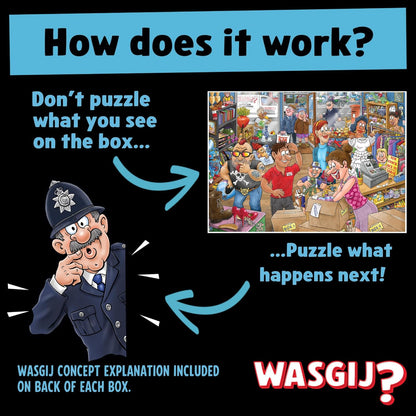 Wasgij Mystery 29, Donation Debacle - Unique 1000 Piece Jigsaw Puzzle for Adults - Colourful, Puzzling, Challenging & Brainteasing Adult Jigsaws - 100% Recycled Cardboard 1000Pc Puzzles - Jumbo