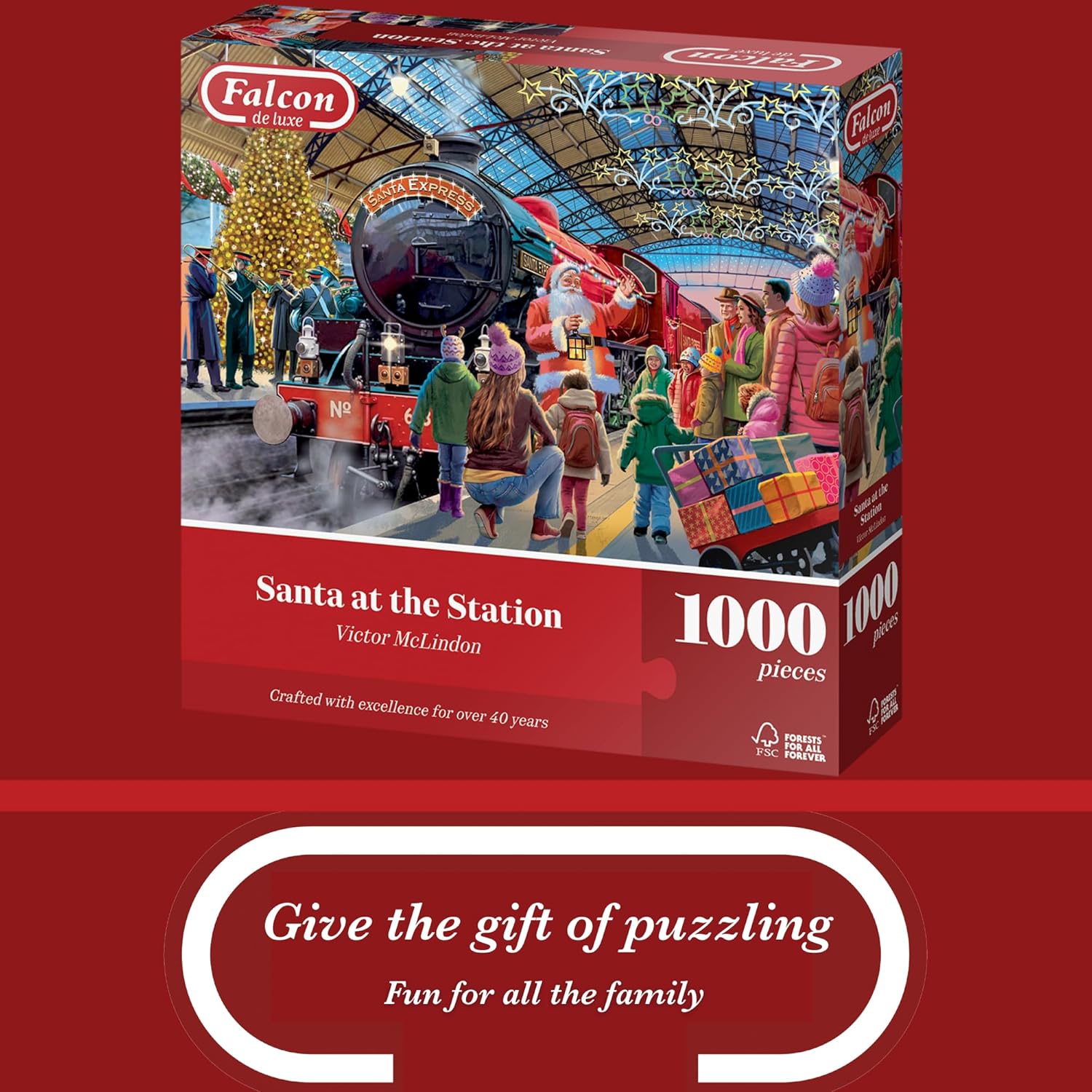 Falcon Santa at the Station - 1000 Piece Jigsaw Christmas Puzzle for Adults - Beautifully Illustrated 1000Pc Xmas Jigsaw Puzzle - Fun Home Activity, Puzzles for Rainy Days, Birthdays & Gifts - Jumbo